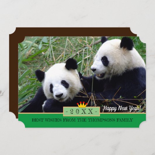 Panda's Love & Happy New Year Kaart/China Feestdagenkaart (Voorkant / Achterkant)