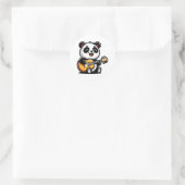 Panda's Melodische Serenade - Akoestische Gitaarku Ronde Sticker (Tas)