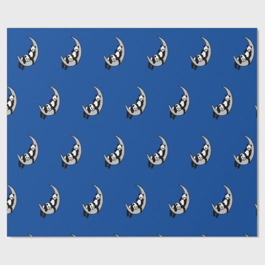 Pandas op de maan cadeaupapier (Vlak)