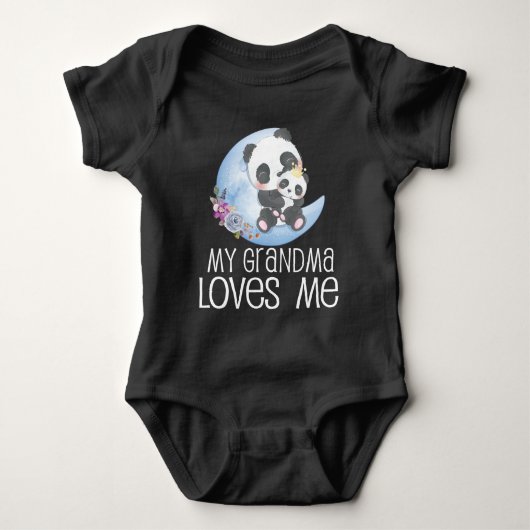 Pandas op Moon 🐼 Mijn oma houdt van me Romper (Voorkant)