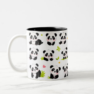 Panda's op ontwerp tweekleurige koffiemok