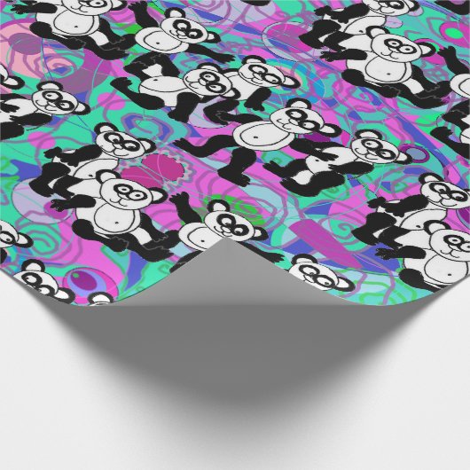 Panda's op paarse cadeaupapier (Hoek)