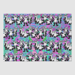 Panda's op paarse tissuepapier