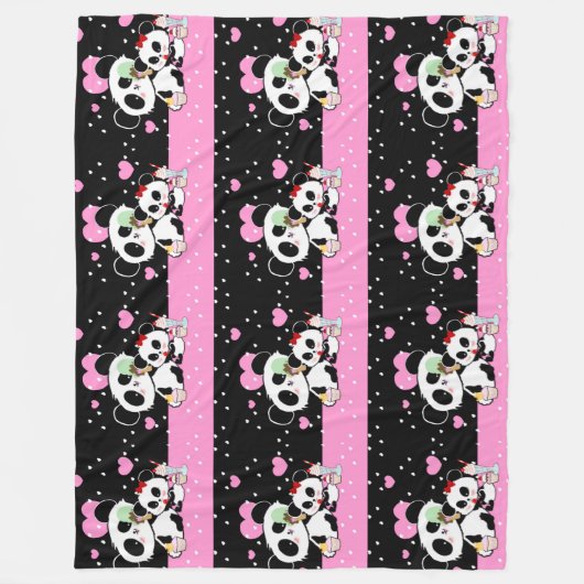 pandas "panda beren" "panda beer baby" "kawaii pan fleece deken (Voorkant)