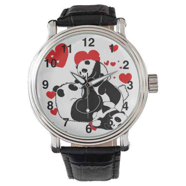 pandas "panda beren" "panda beer baby" "kawaii pan horloge (Voorkant)