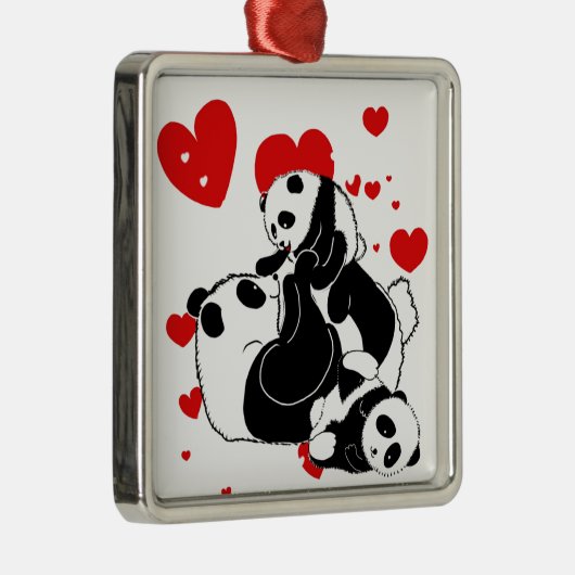 pandas "panda beren" "panda beer baby" "kawaii pan metalen ornament (Rechts)