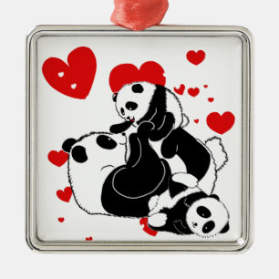 pandas "panda beren" "panda beer baby" "kawaii pan metalen ornament