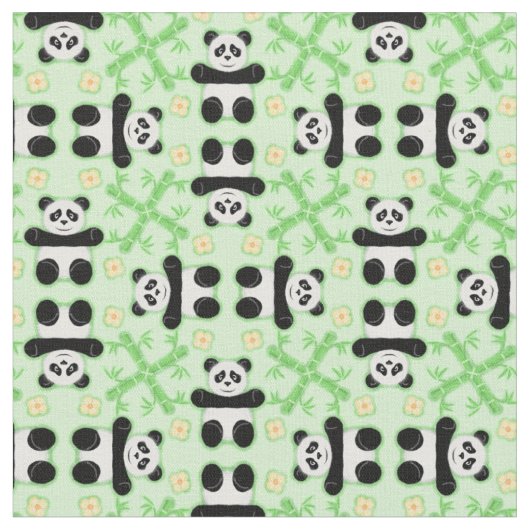 Pandas, Pandas Pattern Fabric Stof (Close Up)