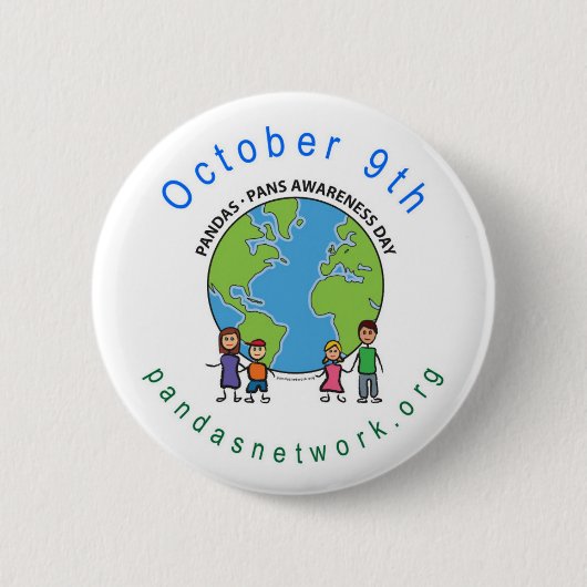 PANDAS/PANS 9 oktober Bewustmakingsdag Pin Ronde Button 5,7 Cm (Voorkant)