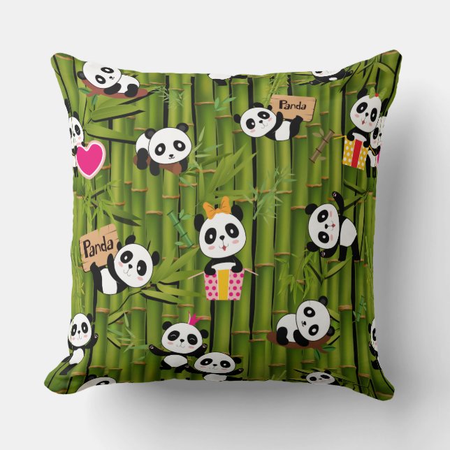 Panda's Patroon 2 Kussen (Voorkant)