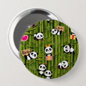 Panda's Patroon 2 Ronde Button 4,0 Cm (Voorkant /achterkant)