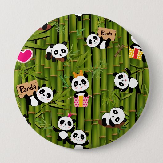 Panda's Patroon 2 Ronde Button 4,0 Cm (Voorkant)