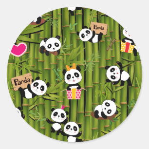 Panda's Patroon 2 Ronde Sticker