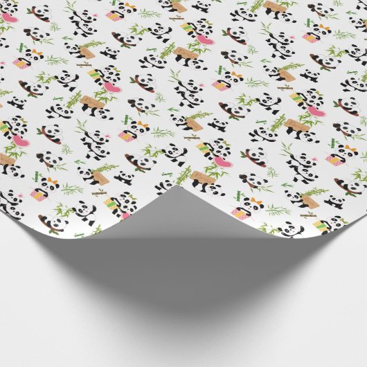 Panda's patroon cadeaupapier (Hoek)