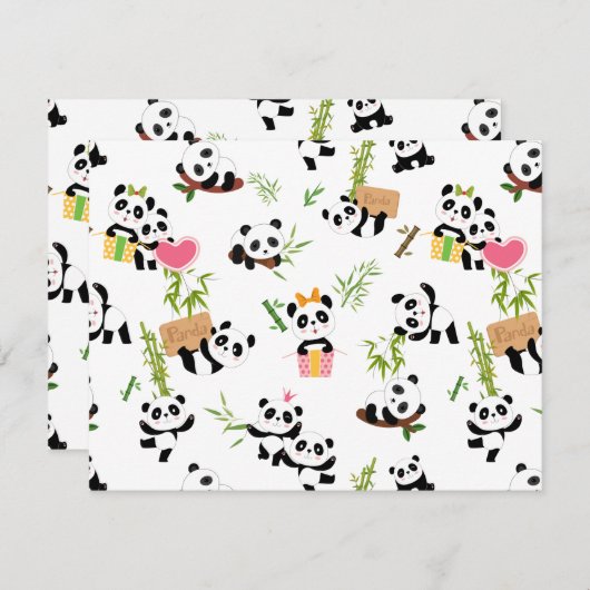 Panda's Patroon Notitiekaartje (Voorkant / Achterkant)