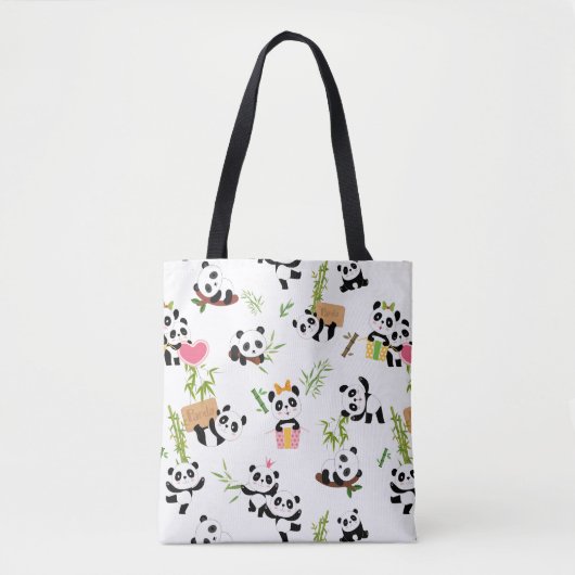 Panda's patroon tote bag (Voorkant)