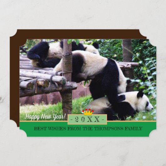 Panda's spelen en gelukkig nieuwjaar! Kaart/china Feestdagenkaart (Voorkant / Achterkant)