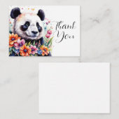 Panda's te midden van bloeiende bloemen dank u notitiekaartje (Voorkant / Achterkant)