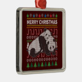 Pandas Ugly KerstSweater Wildlife Series Metalen Ornament (Rechts)