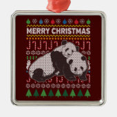 Pandas Ugly KerstSweater Wildlife Series Metalen Ornament (Voorkant)