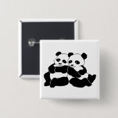 Pandas Vierkante Button 5,1 Cm (Voorkant /achterkant)
