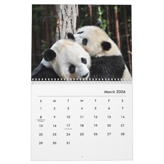 Pandas Wall Agenda Kalender (Mar 2026)