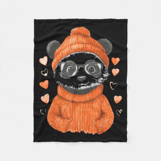 Pandas With Hearts Love Valentine's Day Women Hear Fleece Deken (Voorkant)