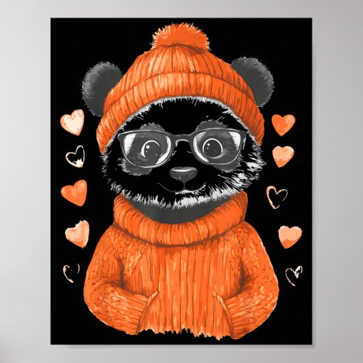 Pandas With Hearts Love Valentine's Day Women Hear Poster (Voorkant)