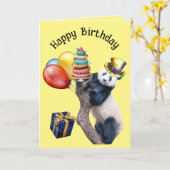 PANDAstic Fun Panda Verjaardag Kaart (Gele Bloem)