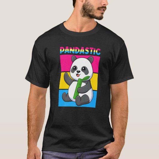 Pandastisch Panda Beer LGBTQ Pride Flag Pun Pansex T-shirt (Voorkant)