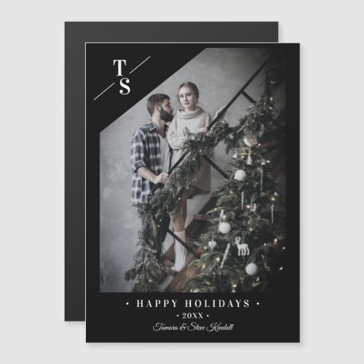 Pandemic Modern Black Happy Holidays Custom Photo (Voorkant / Achterkant)
