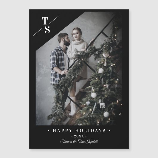 Pandemic Modern Black Happy Holidays Custom Photo (Voorkant)