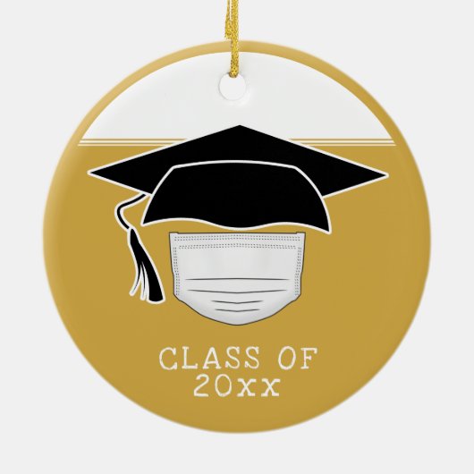 Pandemisch Afstuderen Afdelingskap met gezichtsmas Keramisch Ornament (Achterkant)