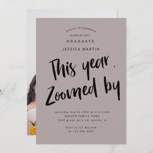 pandemisch afstuderen - fotopartijuitnodiging kaart (Voorkant / Achterkant)