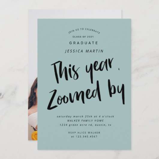 pandemisch afstuderen - fotopartijuitnodiging kaart (Voorkant / Achterkant)