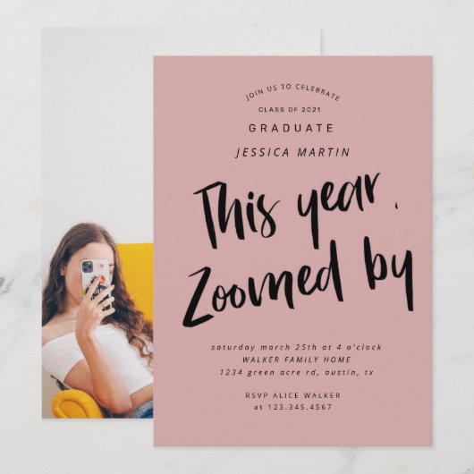 pandemisch afstuderen - fotopartijuitnodiging kaart (Voorkant / Achterkant)