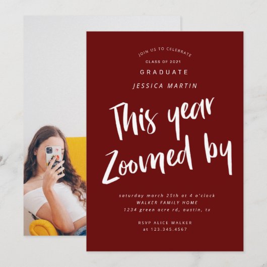 pandemisch afstuderen - fotopartijuitnodiging kaart (Voorkant / Achterkant)