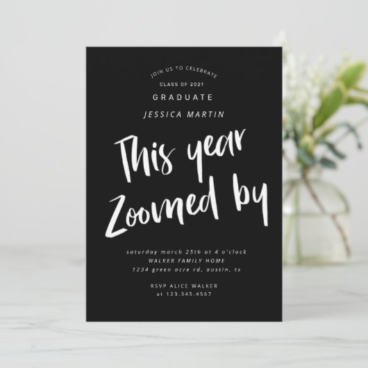 pandemisch afstuderen - fotopartijuitnodiging kaart (Staand voorkant)