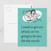 Pandemisch Briefkaart: Ga weg uit bed / laat voor Briefkaart (Voorkant / Achterkant)