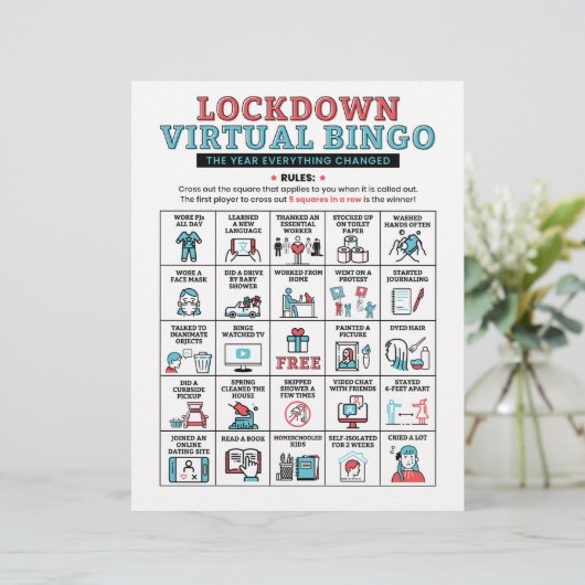 Pandemisch Jaar Quarantine Bingo Lockdown Activite (Staand voorkant)