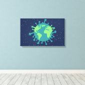 Pandemisch (virusdeeltjes) (virale infectie) canvas afdruk (Insitu (Houten vloer))