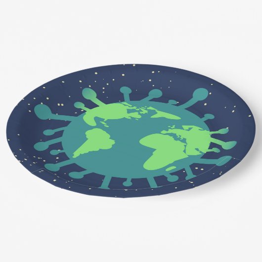 Pandemisch (virusdeeltjes) (virale infectie) papieren bordje (Gekanteld)