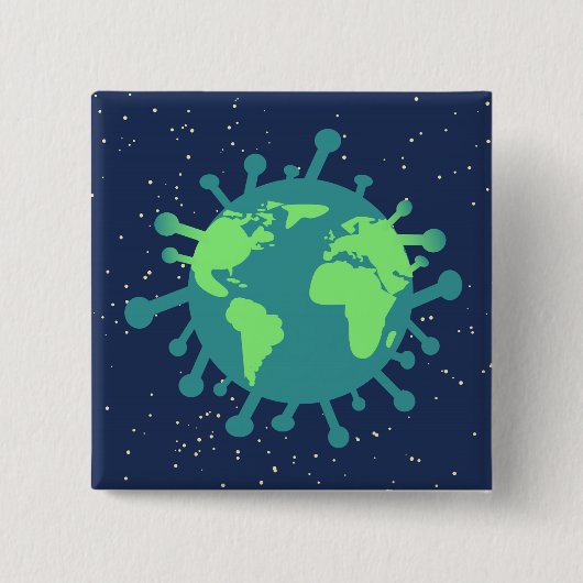 Pandemisch (virusdeeltjes) (virale infectie) vierkante button 5,1 cm (Voorkant)