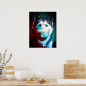Pandemische geïnspireerde hond met maskerafbeeldin poster (Keuken)