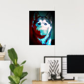 Pandemische geïnspireerde hond met maskerafbeeldin poster (Thuiskantoor)