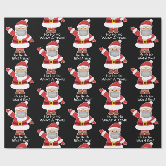 Pandemische Kerstman met Personalization Black Cadeaupapier (Vlak)