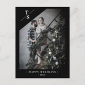 Pandemische Modern Black Prettige feestdagen Aange Aankondigingskaart (Voorkant)