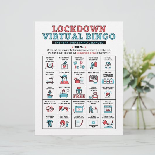 Pandemische Quarantine Bingo Lockdown Activities (Staand voorkant)