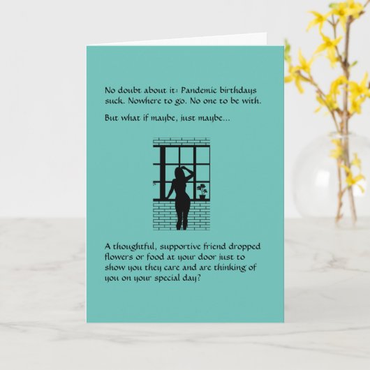 Pandemische verjaardag kaart (Gele Bloem)