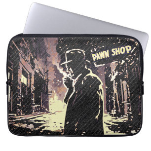 Pandjeshuis Retro Stedelijke Gritty Pop Art Stijl Laptop Sleeve